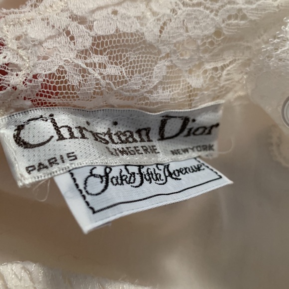 VTG Christian Dior nightgown Medium floor length ILGWU sleepwear lace ivory - Picture 2 of 12